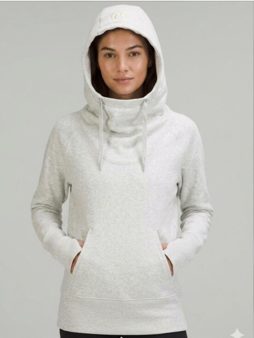 lululemon athletica Heather Light Gray Off-Shoulder Sweatshirt